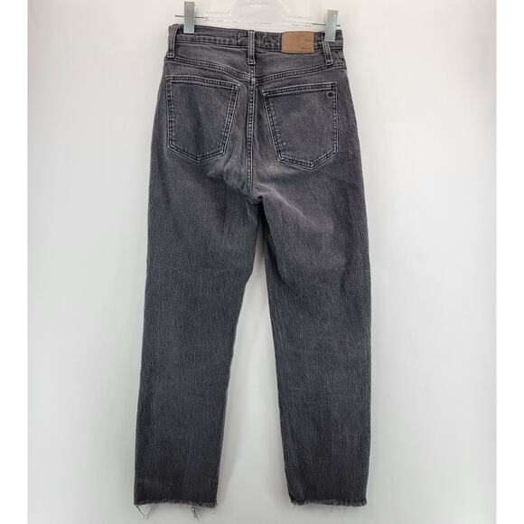 Madewell Jeans Womens 26 Perfect Vintage Straight Faded Black High Rise Raw Hem - Picture 4 of 11